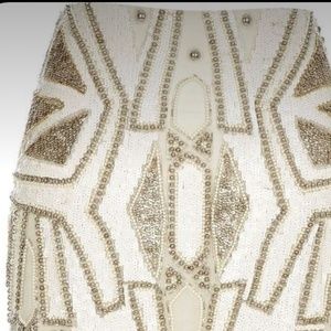 River Island Cream Bead Sequin Mini Skirt